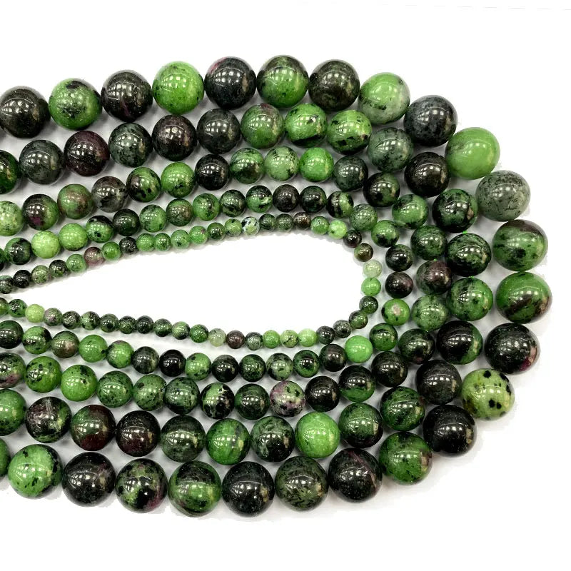 Ruby Epidote Round Gem Stone Beads for Jewelry Making 15''
