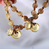 Rutilated Quartz Stone Bracelet with Money Bag Pendant, Lucky Crystal Jewelry