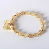Rutilated Quartz Stone Bracelet with Money Bag Pendant, Lucky Crystal Jewelry
