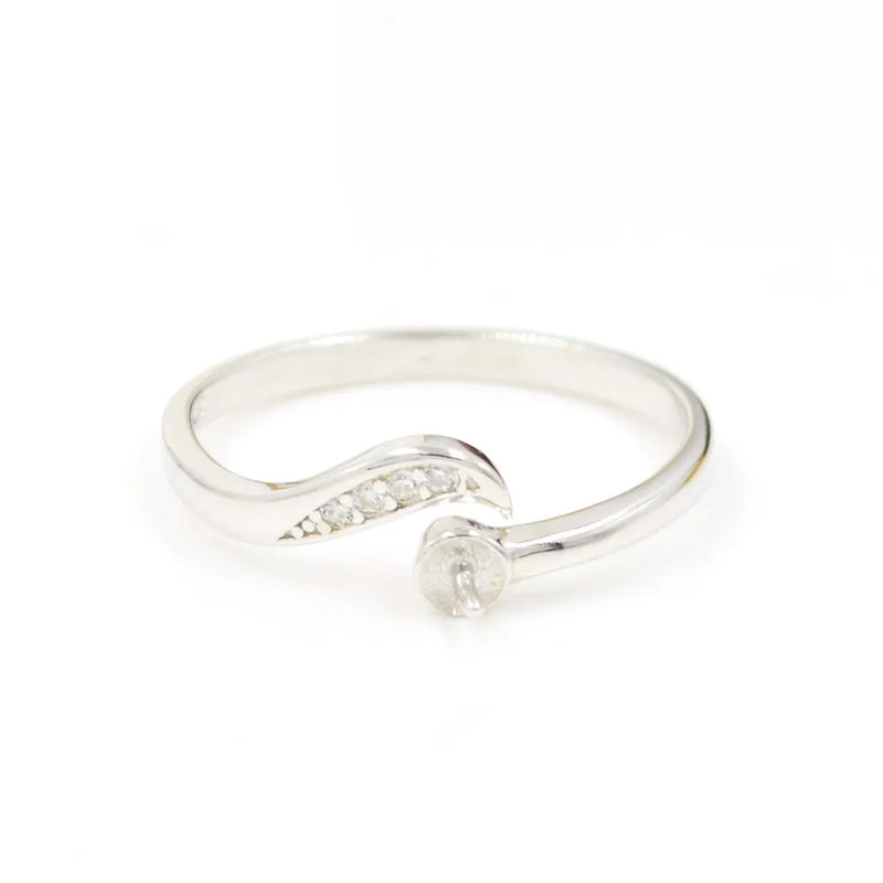 Sterling Silver Half Moon Ring Mounts Adjustable Rings Accessories