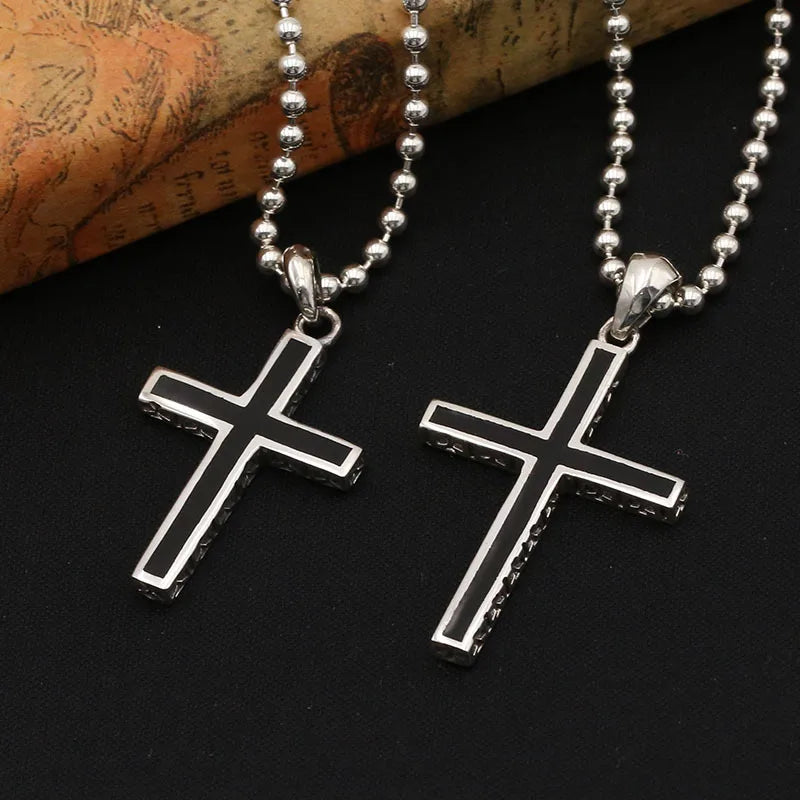 S925 Sterling Silver Epoxy Cross Pendant