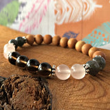 Sandalwood Labradorite Bracelet 8 mm Gemstones for Stress Relief