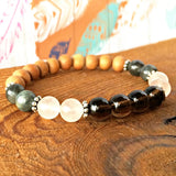 Sandalwood Labradorite Bracelet 8 mm Gemstones for Stress Relief