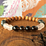 Sandalwood Labradorite Bracelet 8 mm Gemstones for Stress Relief