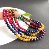 Tiger Eye Natural Stone Bracelet Round Beads Crystal for Men Women