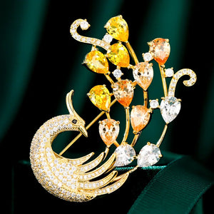 Zircon Bird Brooch Phoenix Pins Clothing Accessories Animal Corsage