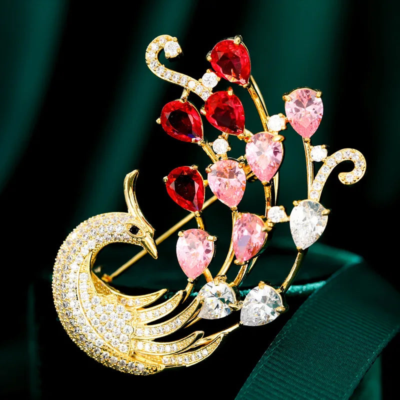 Zircon Bird Brooch Phoenix Pins Clothing Accessories Animal Corsage