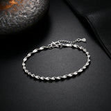 925 Silver Twisted Wave Chain Bracelet for Women