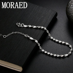 925 Silver Twisted Wave Chain Bracelet for Women