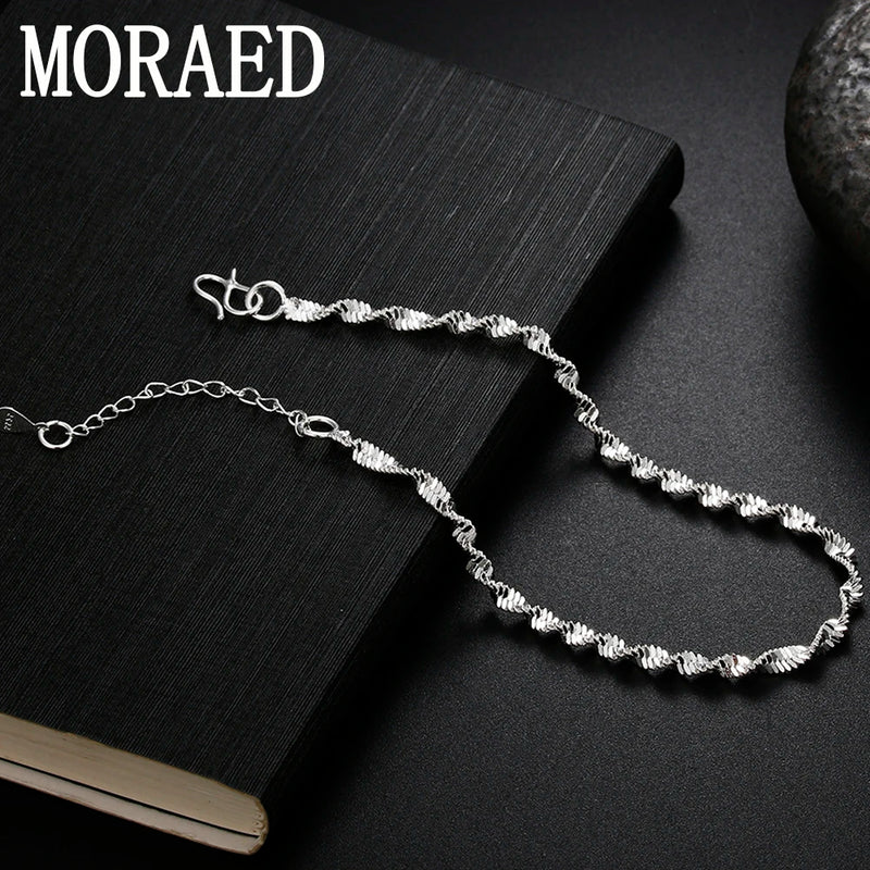 925 Silver Twisted Wave Chain Bracelet for Women