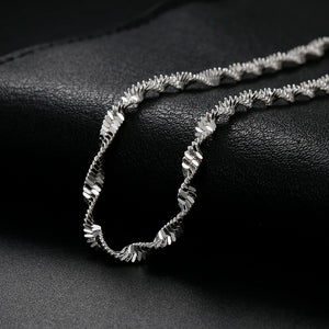 925 Silver Twisted Wave Chain Bracelet for Women