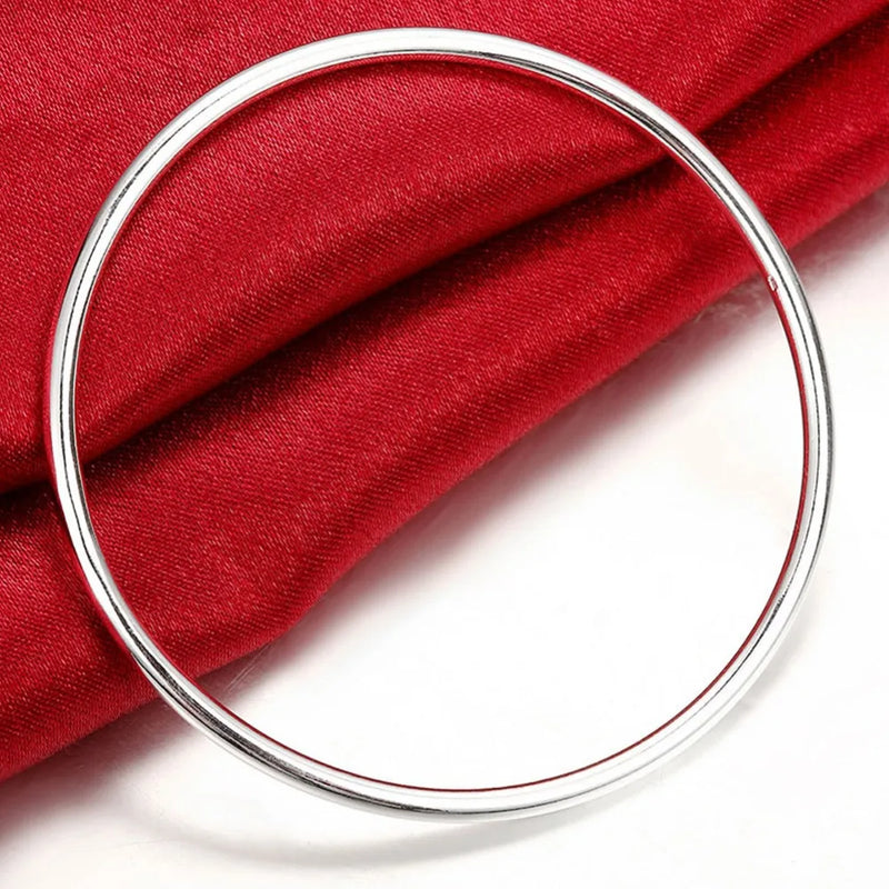 925 Silver Circle Round Bangles For Women Soft Bracelet