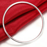 925 Silver Circle Round Bangles For Women Soft Bracelet