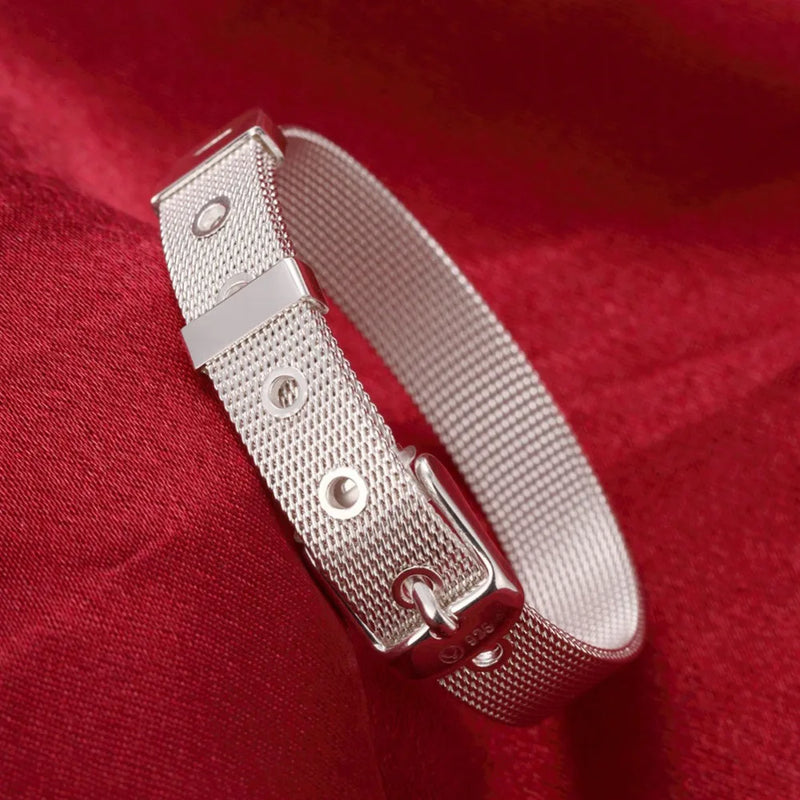 Silver Web Watch Belt Bracelet, 10mm, Fashion Lucky, Party Jewelry