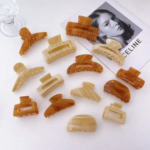 Acetic Acid Acrylic Hair Claw Clips Brown Beige