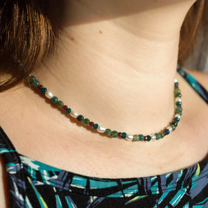 Natural Pearl Seed Jade Beads Choker Necklace for Women