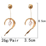 Simulated Pearl Metal Drop Earrings High-Quality Jewelry for Women