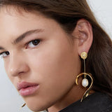 Simulated Pearl Metal Drop Earrings High-Quality Jewelry for Women