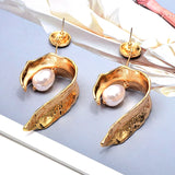 Simulated Pearl Metal Drop Earrings High-Quality Jewelry for Women