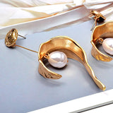 Simulated Pearl Metal Drop Earrings High-Quality Jewelry for Women