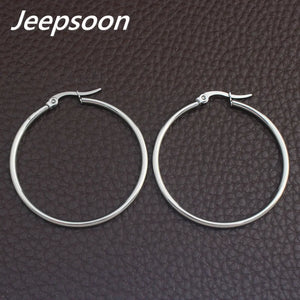 Stainless Steel Round Hoop Earrings 30mm