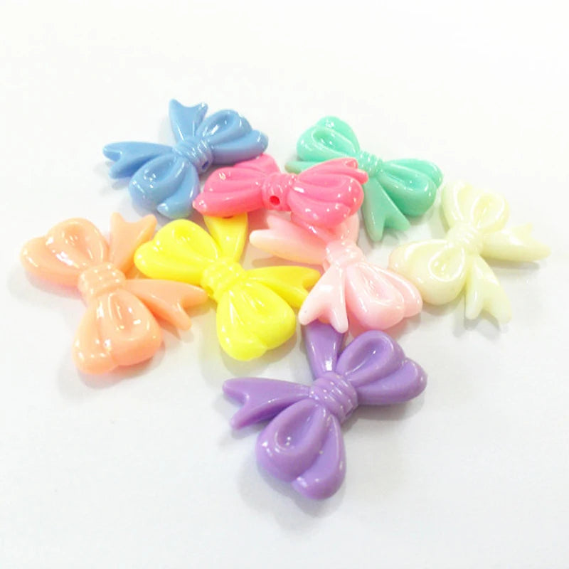 240pcs Pastel Acrylic Bow Beads For Kids Jewelry/DIY