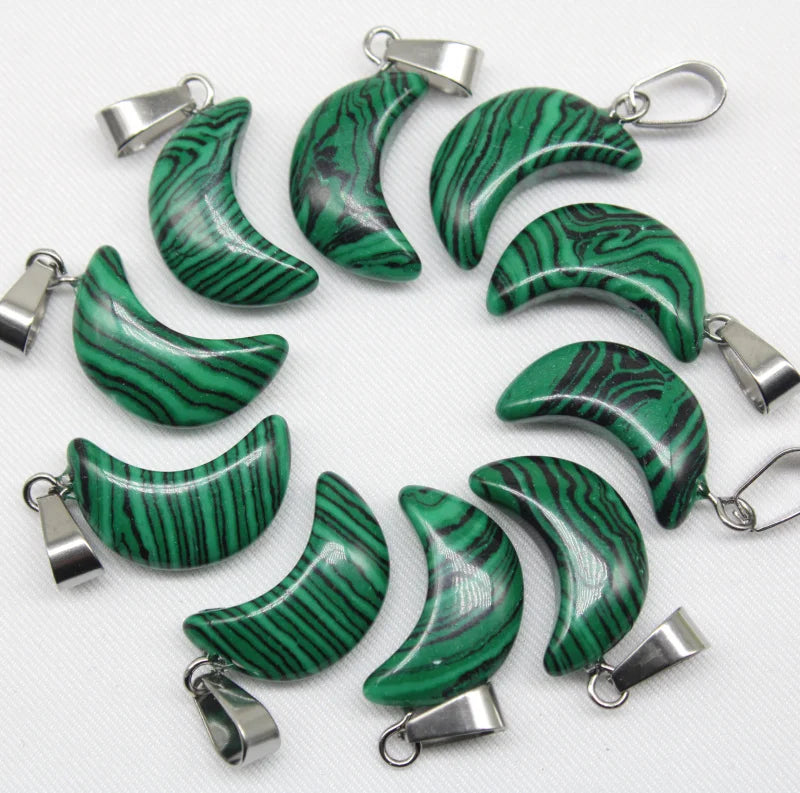 Sodalite Crystal Moon Charms Pendants for DIY Necklace Jewelry 24pcs/lot