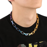 Colorful Men's Cuban Chain Necklace Punk Style Thick Jewelry Gift