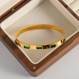Minimalist Green Zircon Bracelet Stainless Steel Bangle