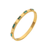 Minimalist Green Zircon Bracelet Stainless Steel Bangle