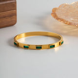 Minimalist Green Zircon Bracelet Stainless Steel Bangle