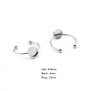 Stainless Steel Open Rings Tray Blanks Base Settings Charms Ring Setting