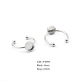 Stainless Steel Open Rings Tray Blanks Base Settings Charms Ring Setting