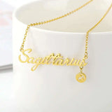 Zodiac Name Charm Necklace Stainless Steel Silver Plated