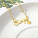 Zodiac Name Charm Necklace Stainless Steel Silver Plated