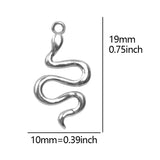 Stainless Steel Snake Charms For Jewelry Making Necklace Earrings 10pcs