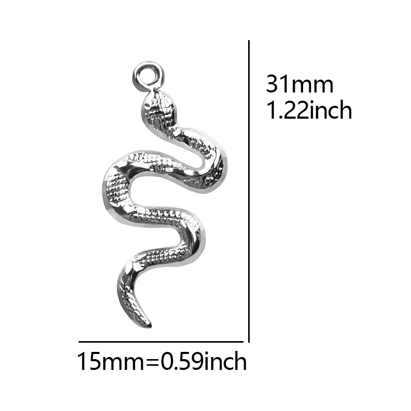 Stainless Steel Snake Charms For Jewelry Making Necklace Earrings 10pcs