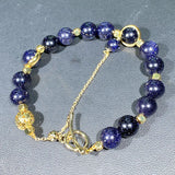 Starry Sand Stone Bracelet Round Bead Crystal Adjustable Bracelets