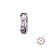Silver 925 Charm Pink Crystal Eternity Spacer Beads Women DIY Bracelet