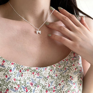 Sterling Silver Bowknot Necklace Charm Birthday Party Jewelry