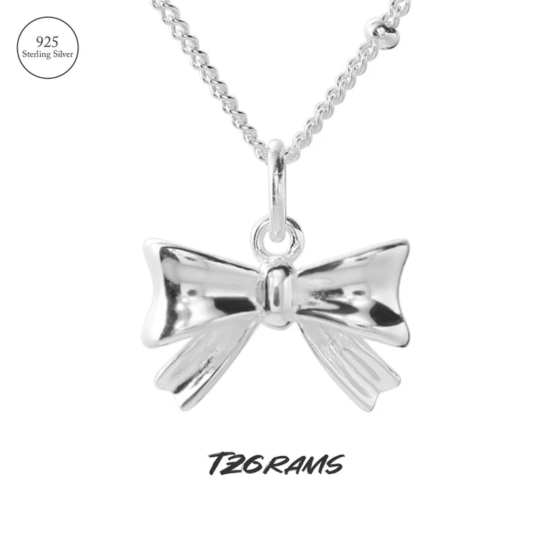 Sterling Silver Bowknot Necklace Charm Birthday Party Jewelry
