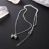Sterling Silver Bowknot Necklace Charm Birthday Party Jewelry