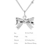 Sterling Silver Bowknot Necklace Charm Birthday Party Jewelry