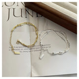 Minimalistic Sterling Silver Bracelet with Three Layers Snake Bones