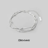 Minimalistic Sterling Silver Bracelet with Three Layers Snake Bones