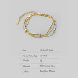 Minimalistic Sterling Silver Bracelet with Three Layers Snake Bones