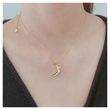 Moon Shape Sterling Silver Necklace for Women