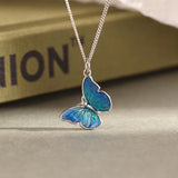 Sterling Silver Butterfly Necklace For Women Gutta Percha Pendant
