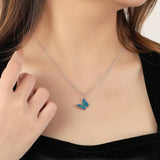 Sterling Silver Butterfly Necklace For Women Gutta Percha Pendant