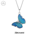 Sterling Silver Butterfly Necklace For Women Gutta Percha Pendant